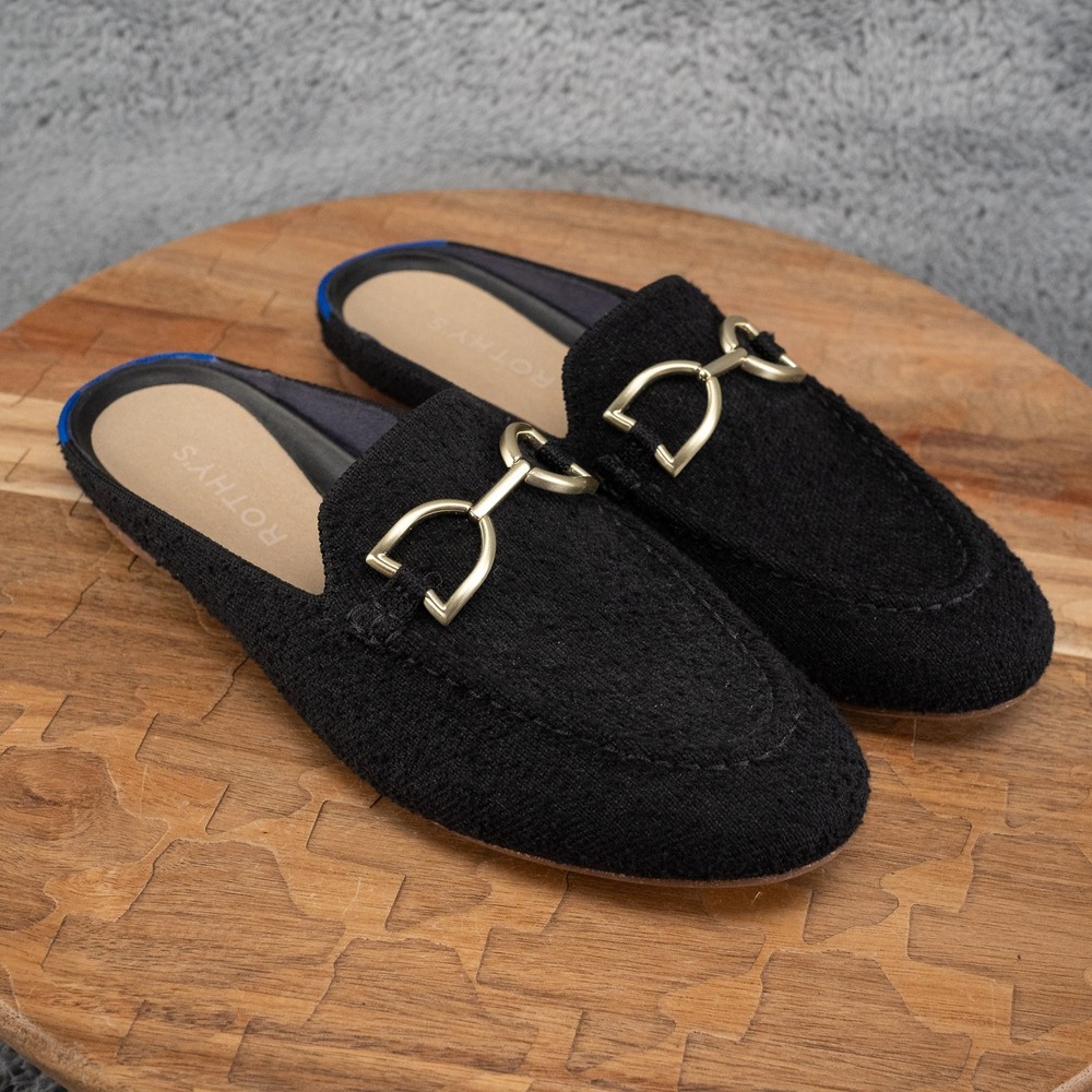 Rothy's The Double Bit Loafer Mule in Black Size 6 Preppy Office